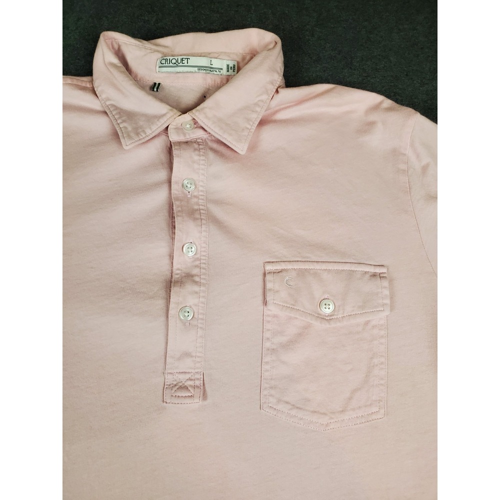 Criquet Polo Shirt Mens Large Pink Organic Cotton Pocket Golf Preppy
